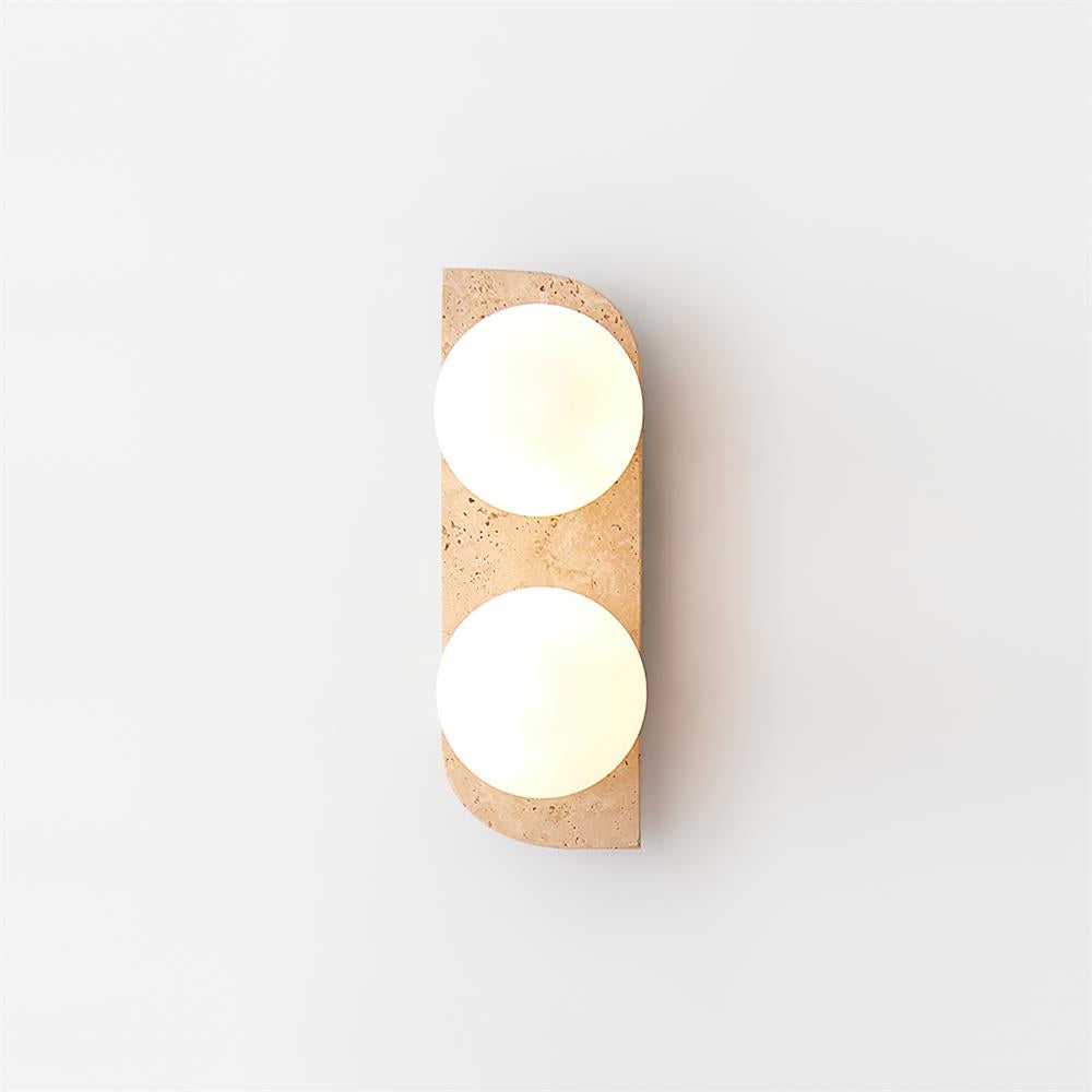 Wall Lamp Modern Travertine with Globe Shades and Arch Backplate