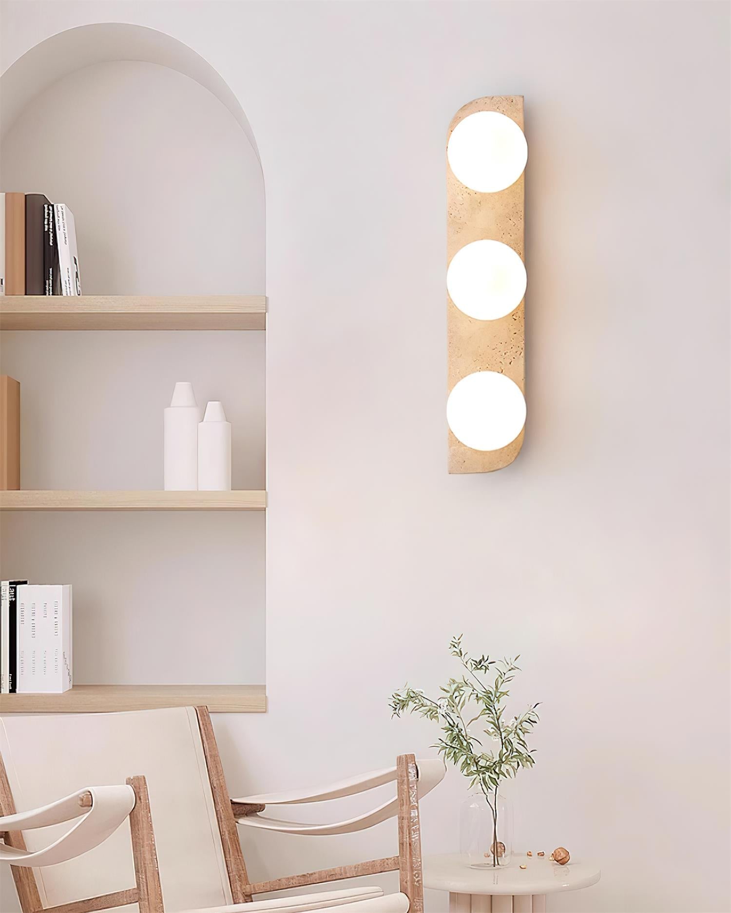 Wall Lamp Modern Travertine with Globe Shades and Arch Backplate