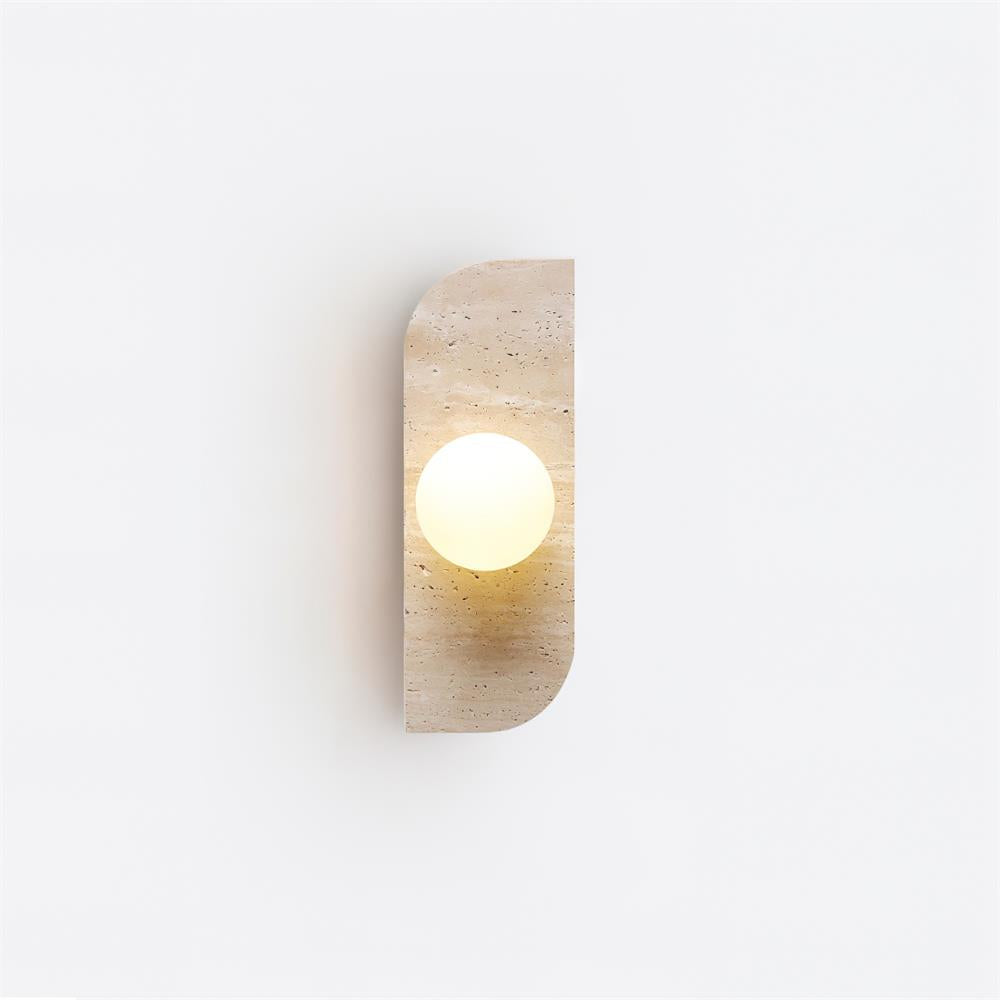 Wall Lamp Modern Travertine with Globe Shades and Arch Backplate