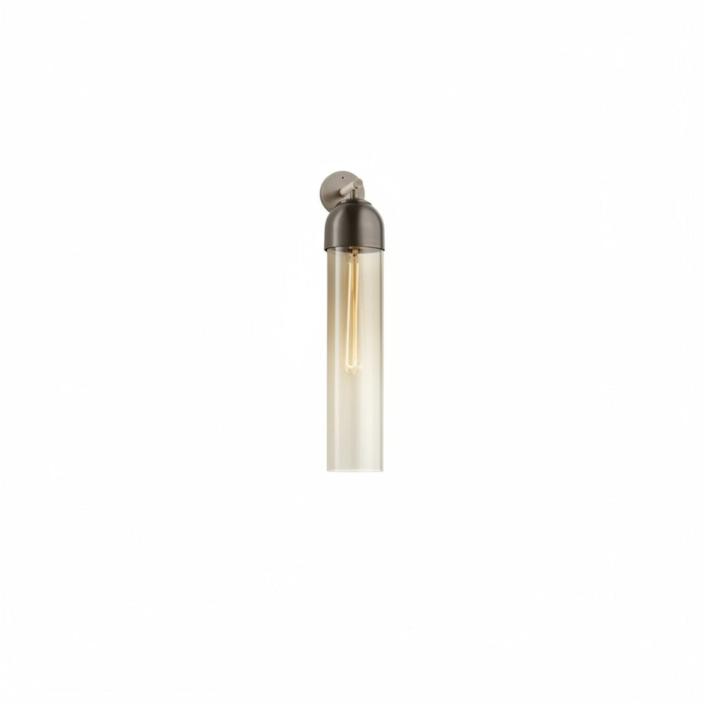 Wall Lamp Modern with Cylindrical Glass Shade and Curved Arm