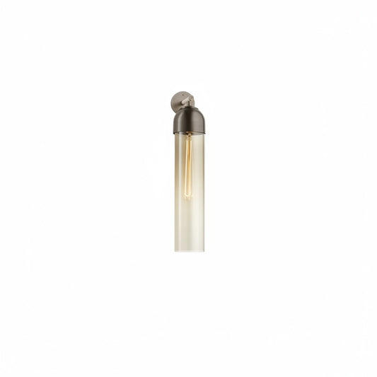 Wall Lamp Modern with Cylindrical Glass Shade and Curved Arm
