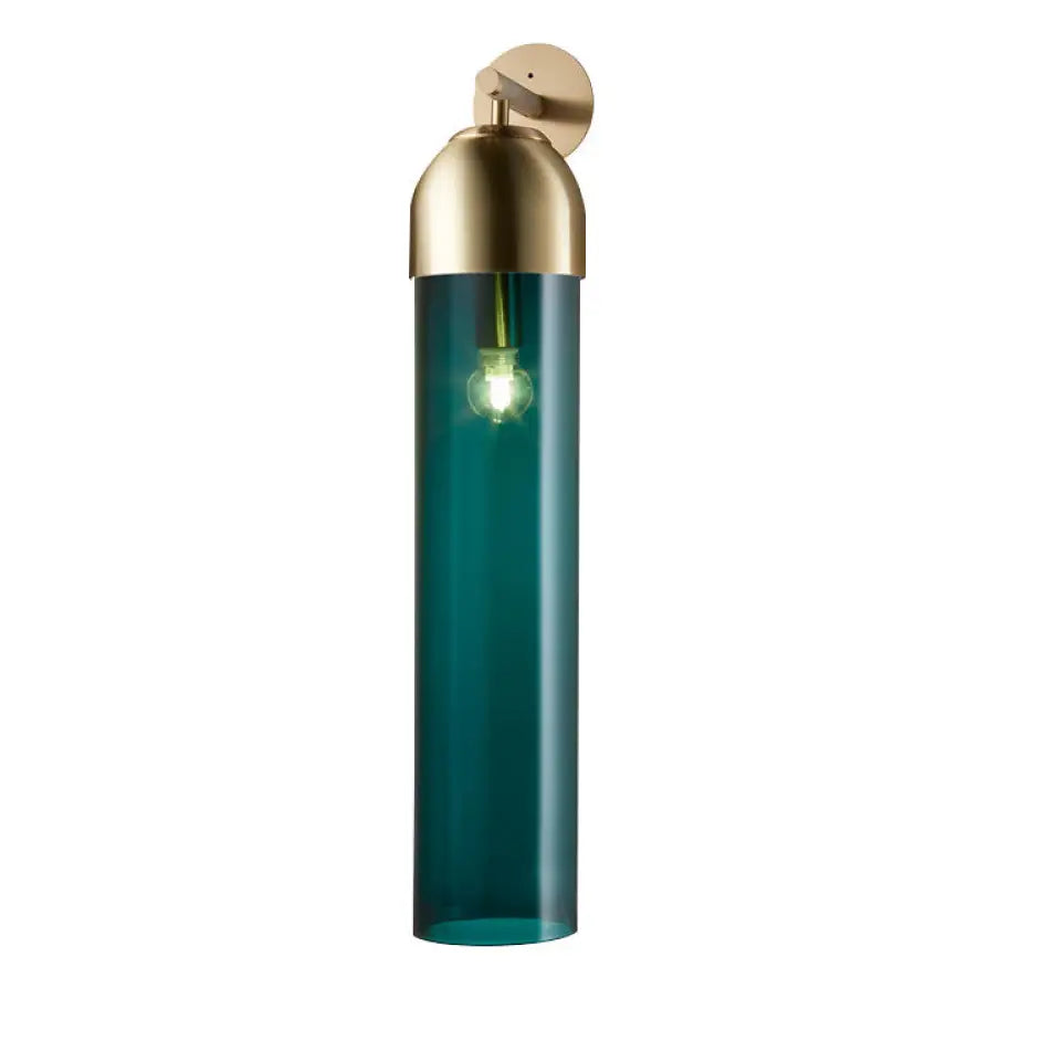Wall Lamp Modern with Cylindrical Glass Shade and Curved Arm