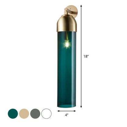 Wall Lamp Modern with Cylindrical Glass Shade and Curved Arm