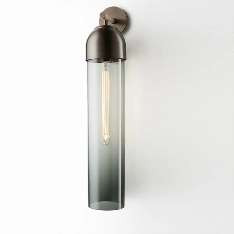 Wall Lamp Modern with Cylindrical Glass Shade and Curved Arm