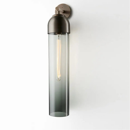 Wall Lamp Modern with Cylindrical Glass Shade and Curved Arm