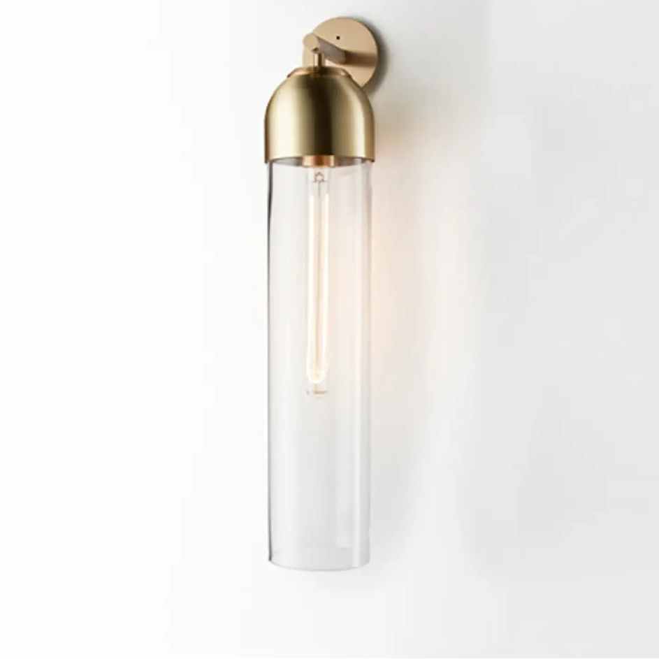 Wall Lamp Modern with Cylindrical Glass Shade and Curved Arm