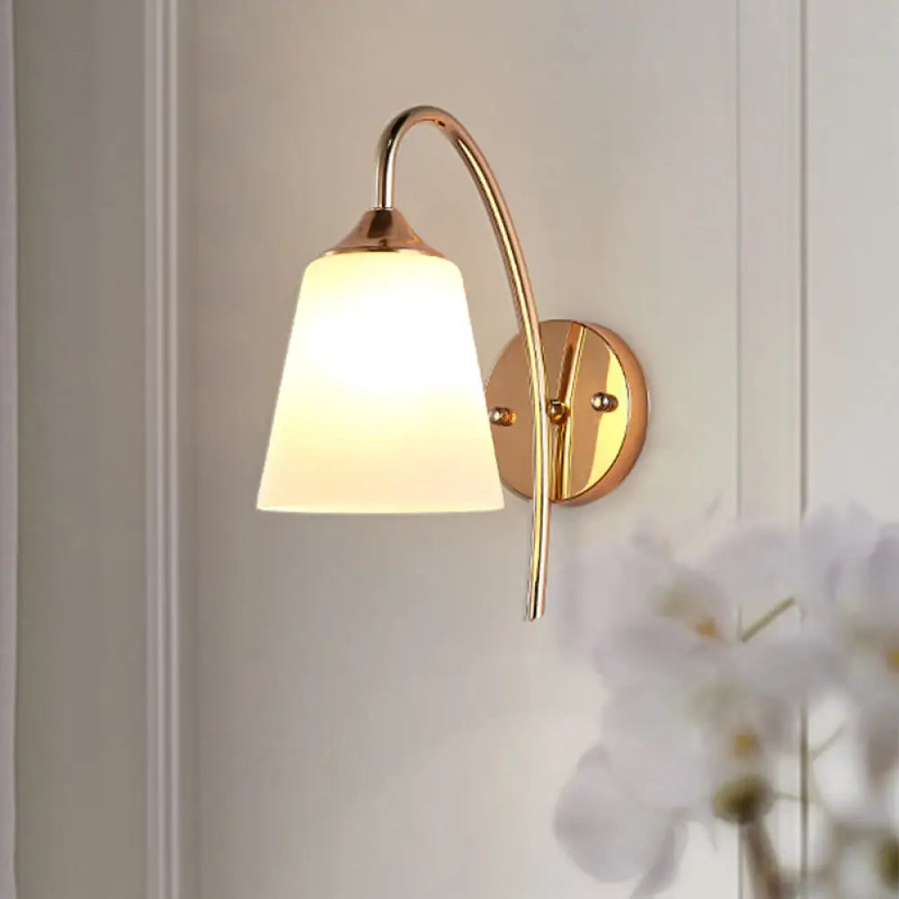 Wall Lamp Modern with Gooseneck Arm and Tapered Glass Shade