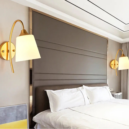 Wall Lamp Modern with Gooseneck Arm and Tapered Glass Shade