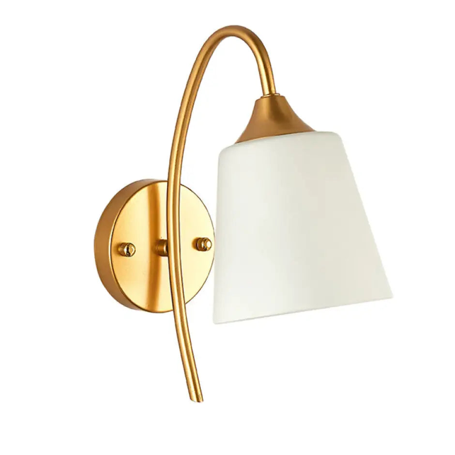 Wall Lamp Modern with Gooseneck Arm and Tapered Glass Shade