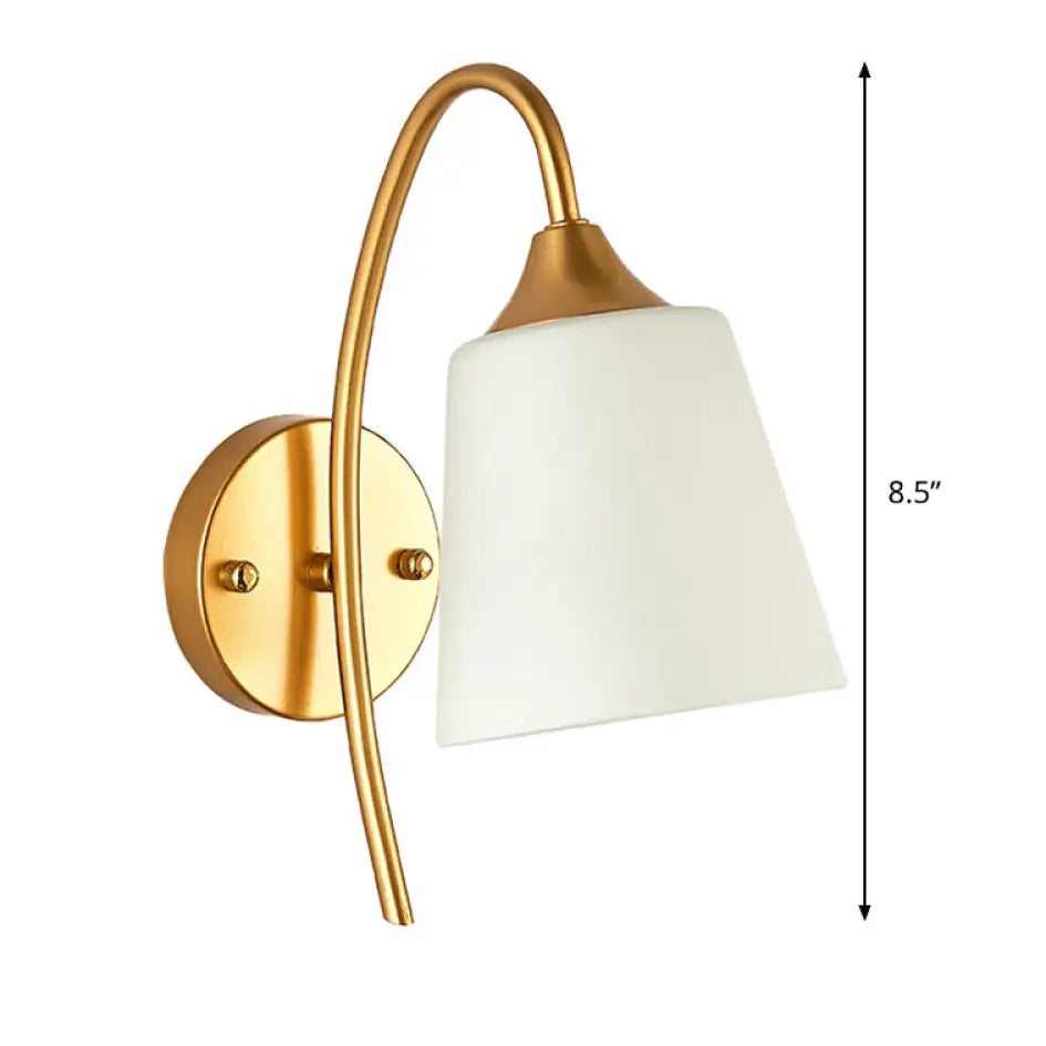 Wall Lamp Modern with Gooseneck Arm and Tapered Glass Shade
