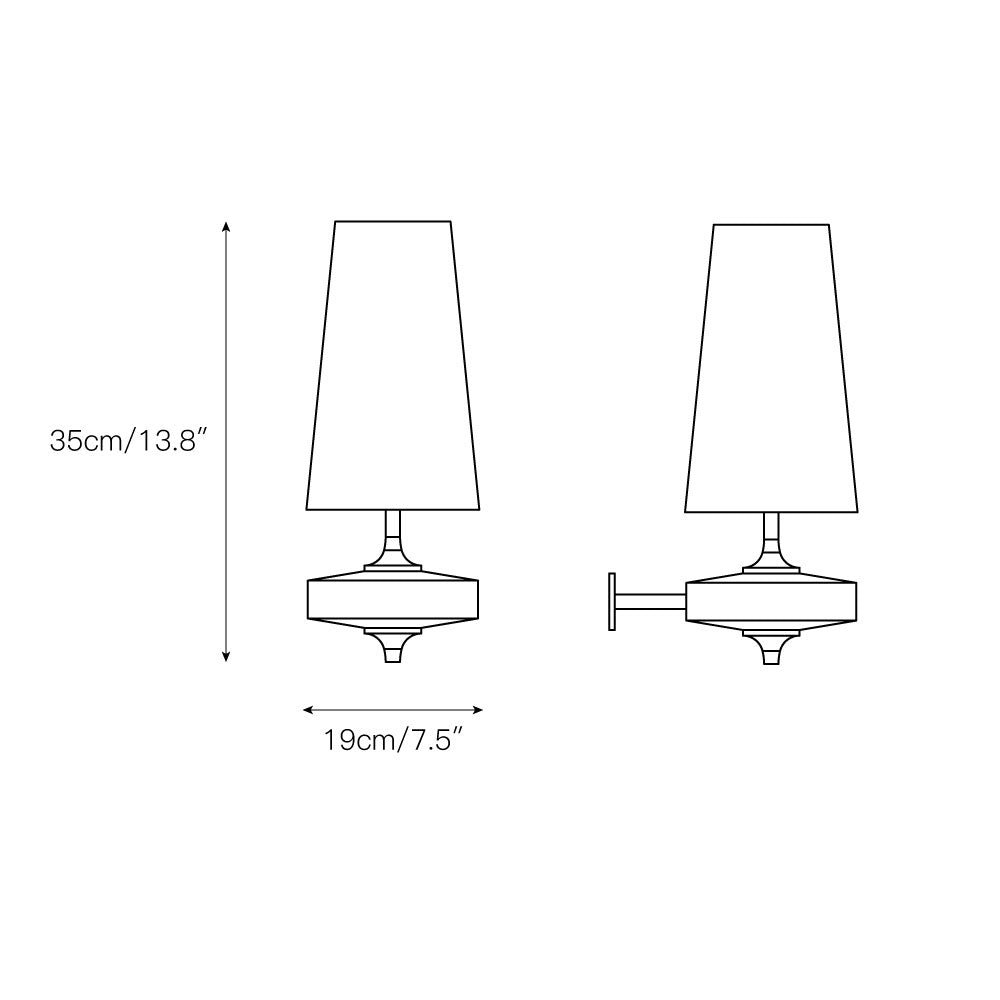 Wall Lamp Retro with Wood and Brass Body and Cone Shade
