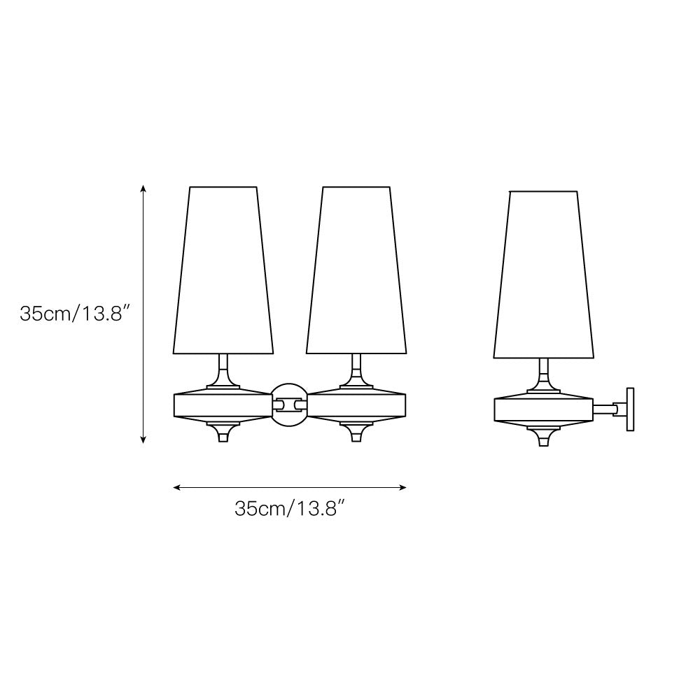 Wall Lamp Retro with Wood and Brass Body and Cone Shade
