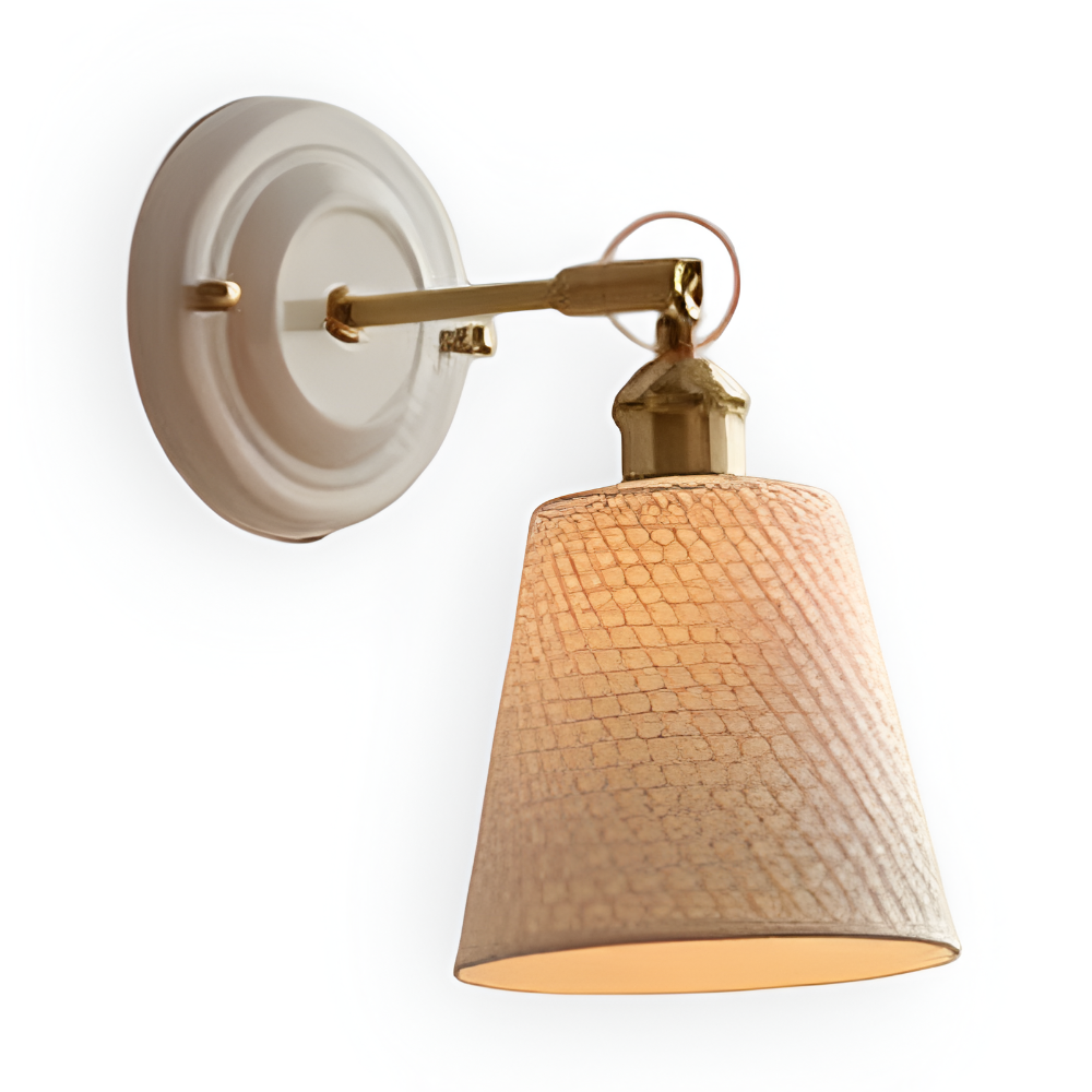 Wall Lamp Rustic Vintage with Ceramic Shade and Brass Arm