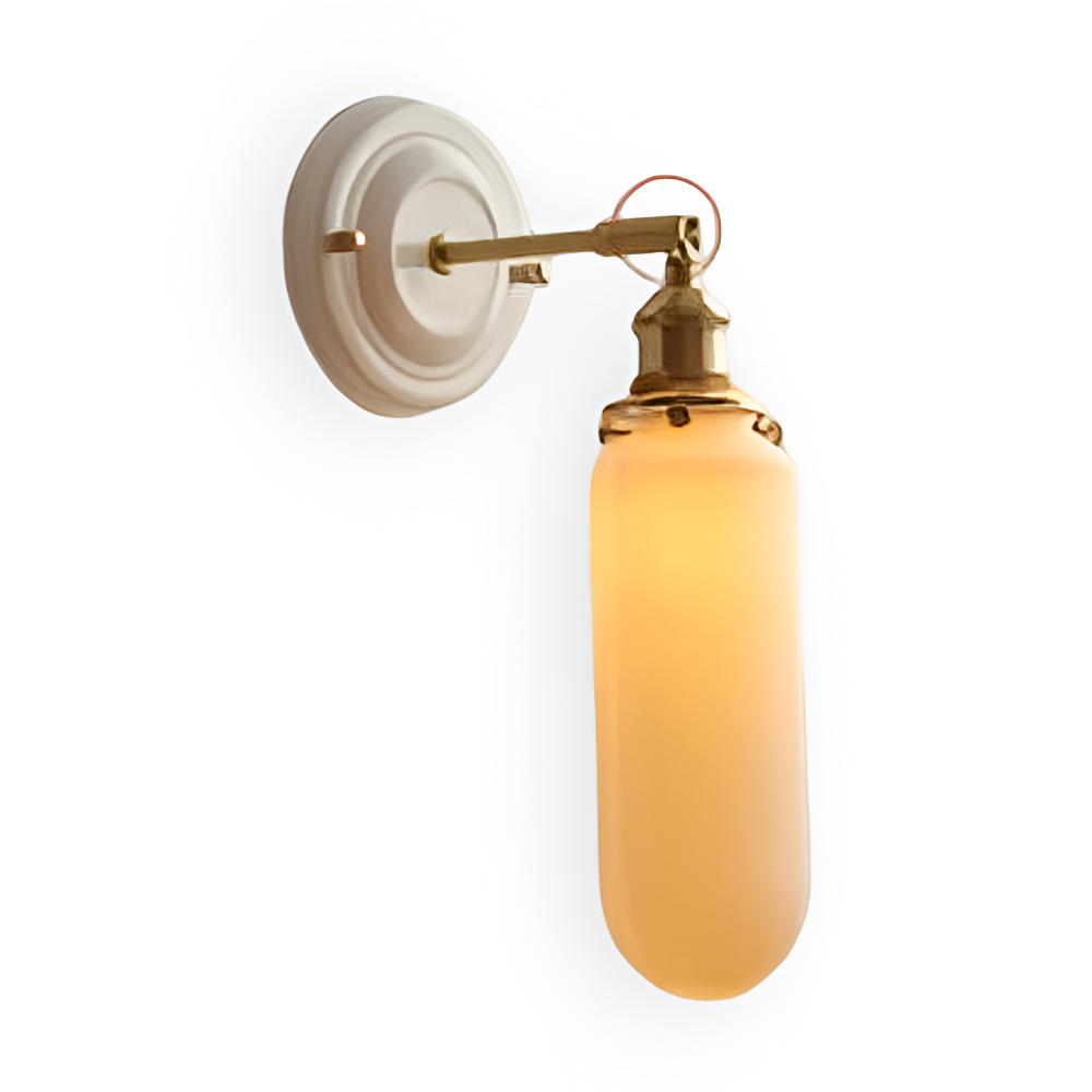 Wall Lamp Rustic Vintage with Ceramic Shade and Brass Arm