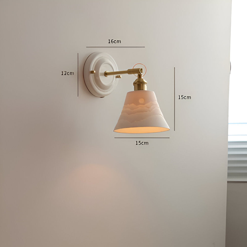 Wall Lamp Rustic Vintage with Ceramic Shade and Brass Arm