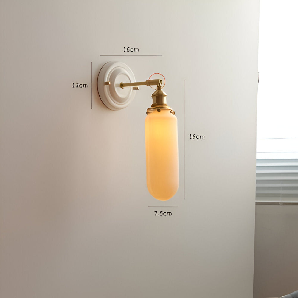 Wall Lamp Rustic Vintage with Ceramic Shade and Brass Arm