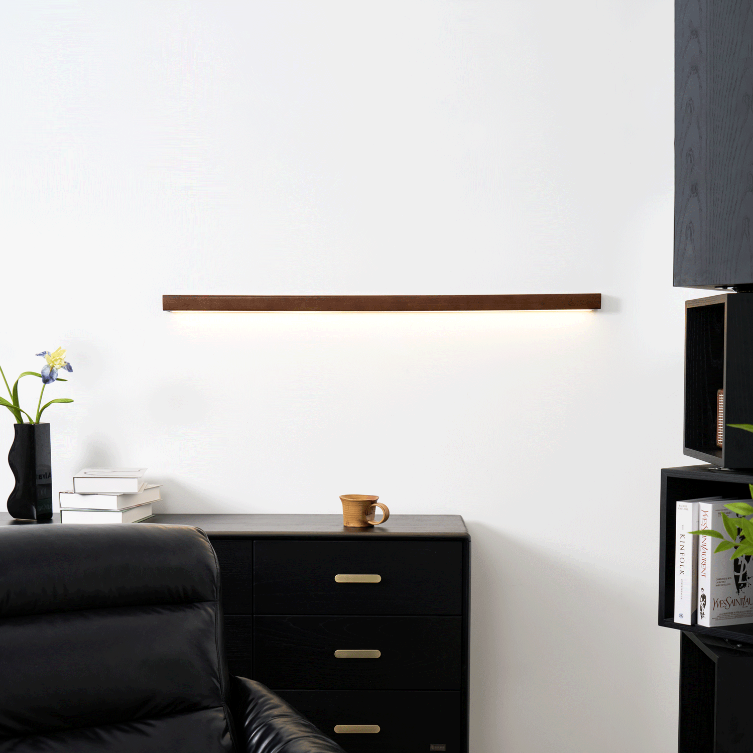 Wall Lamp Scandinavian Linear Wood LED with Integrated Light Strip