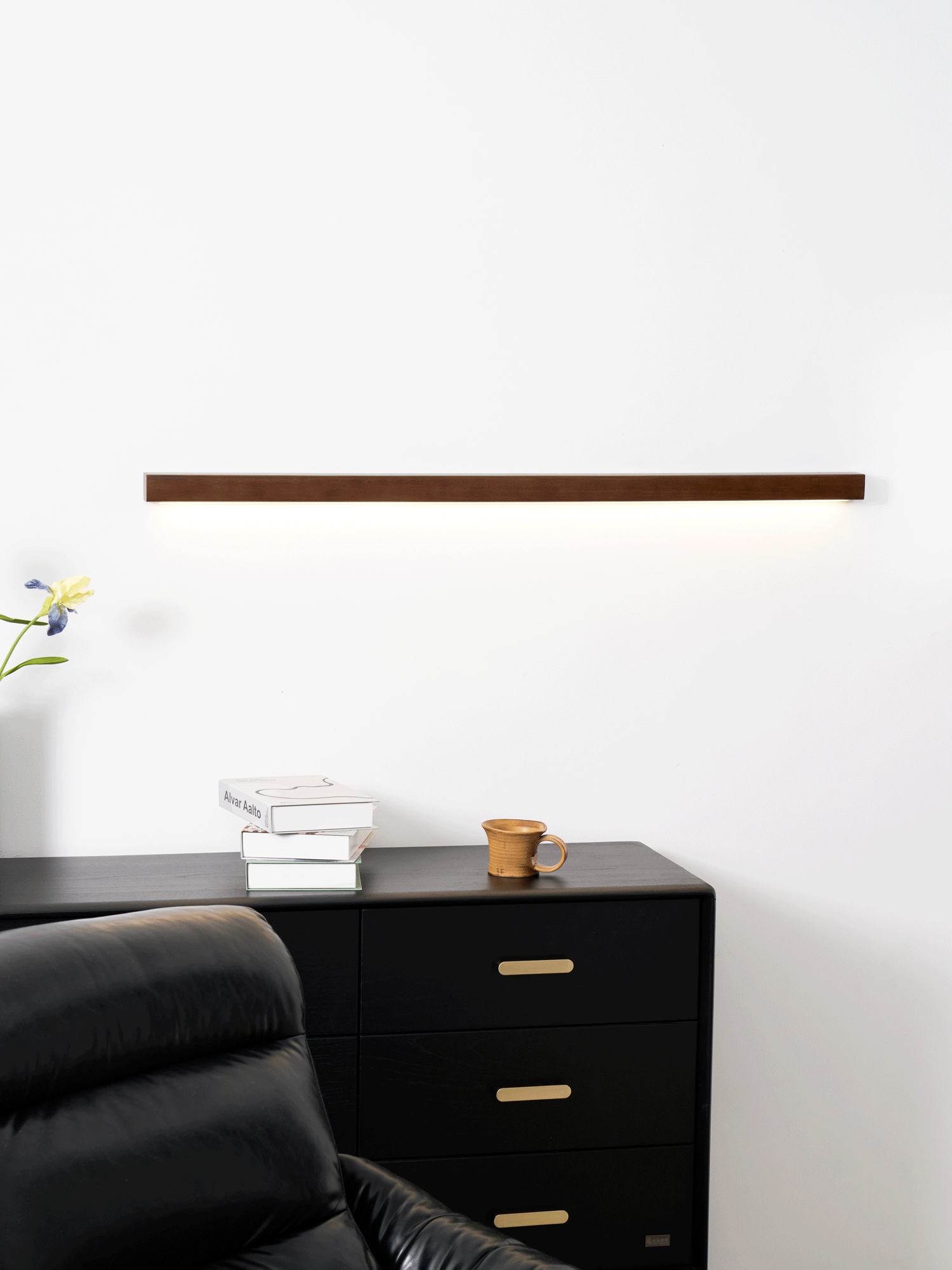Wall Lamp Scandinavian Linear Wood LED with Integrated Light Strip