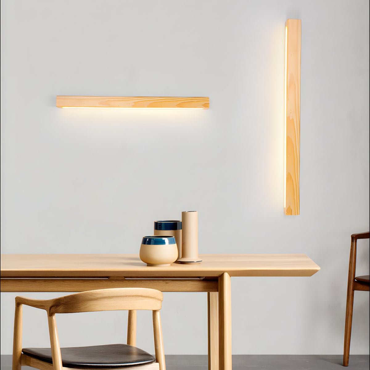 Wall Lamp Scandinavian Linear Wood LED with Integrated Light Strip