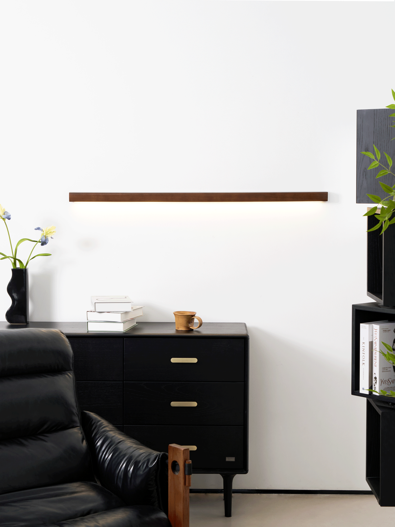 Wall Lamp Scandinavian Linear Wood LED with Integrated Light Strip