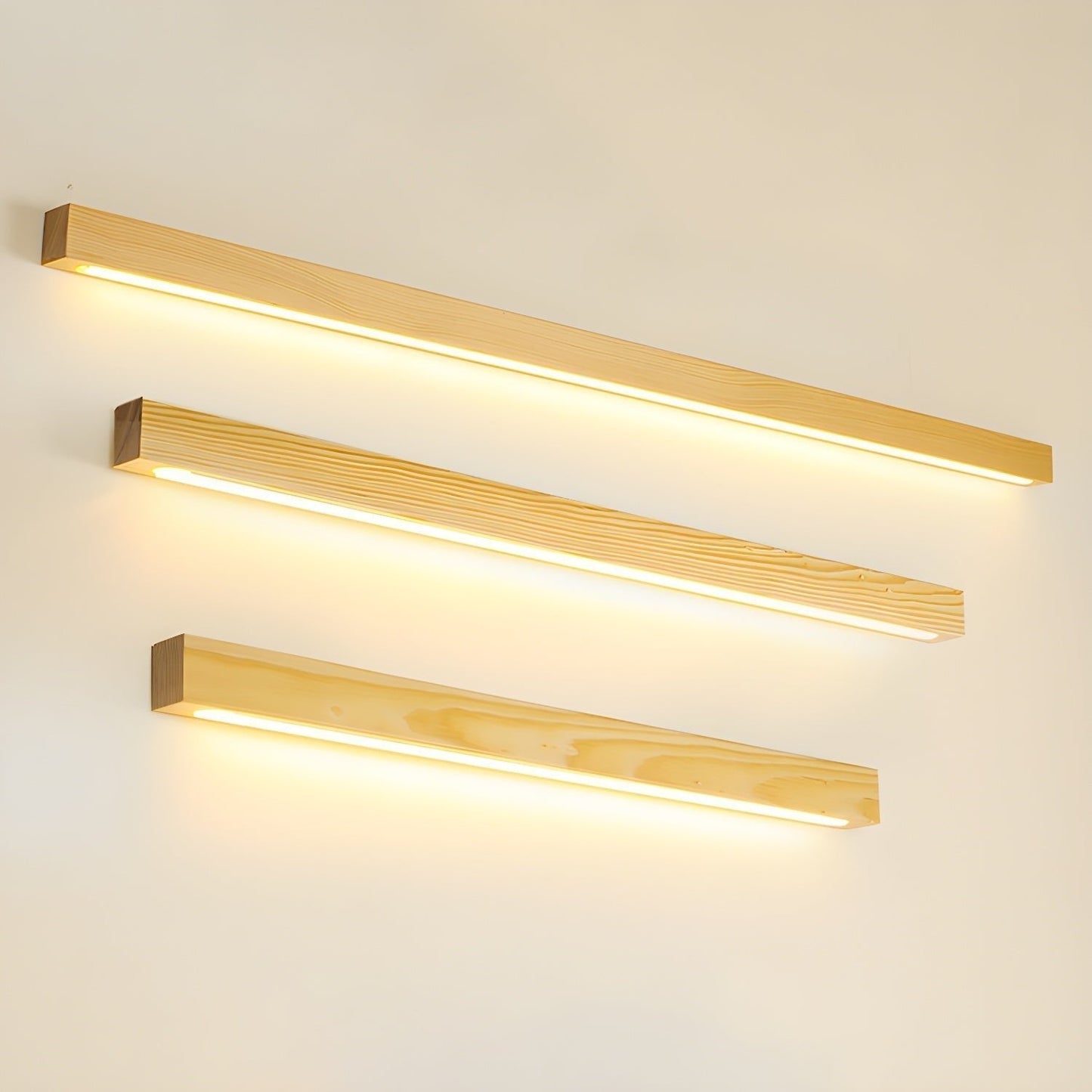Wall Lamp Scandinavian Linear Wood LED with Integrated Light Strip