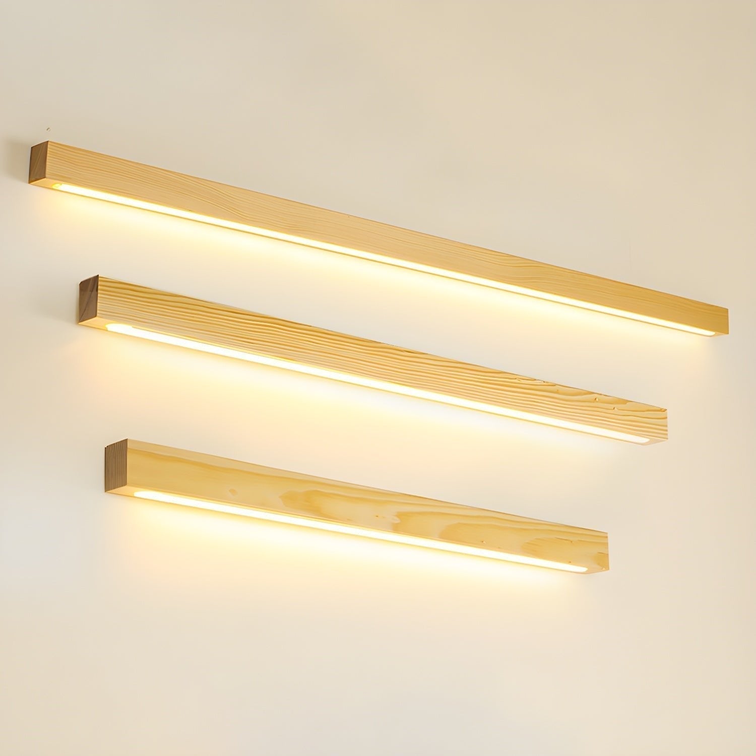 Wall Lamp Scandinavian Linear Wood LED with Integrated Light Strip