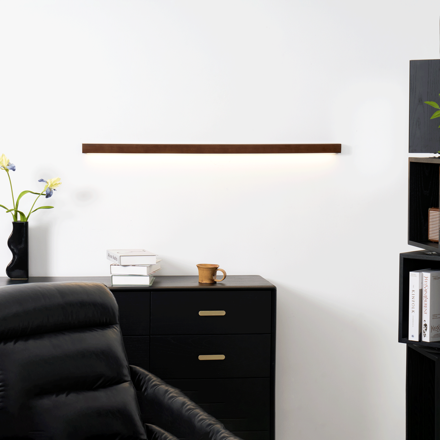 Wall Lamp Scandinavian Linear Wood LED with Integrated Light Strip