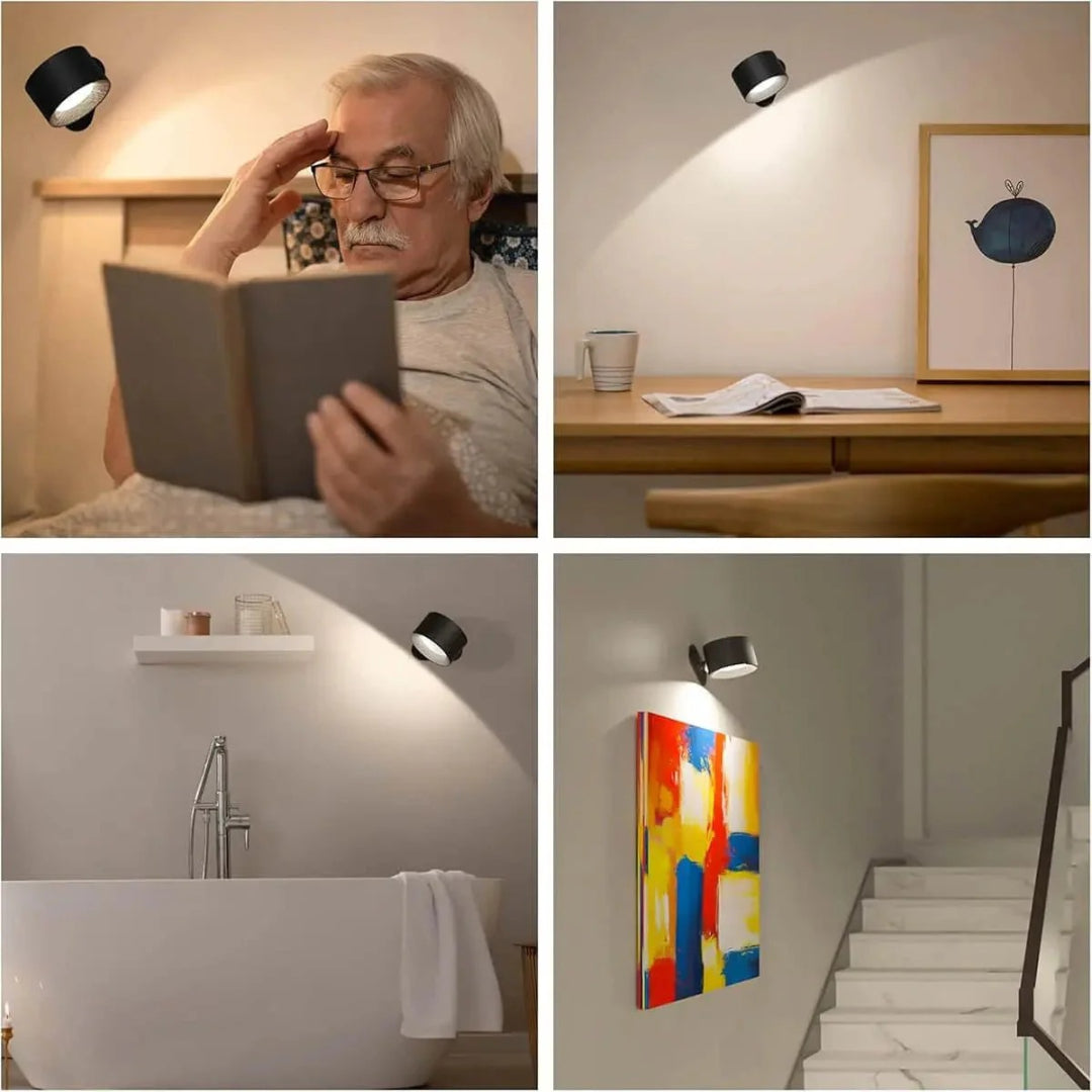 Wall Lamp Scandinavian Style with Rotatable Head and USB-C Rechargeable Battery