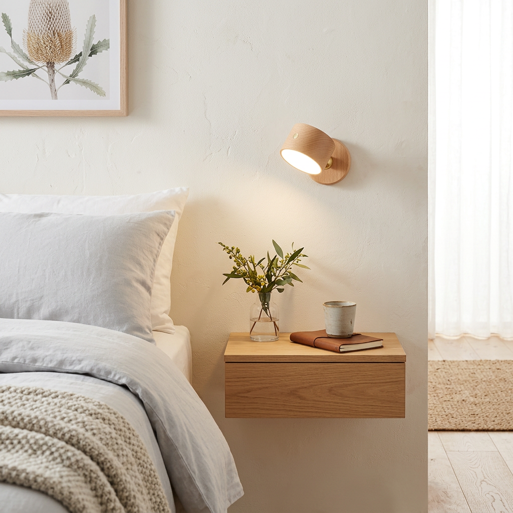 Wall Lamp Scandinavian Style with Rotatable Head and USB Charging