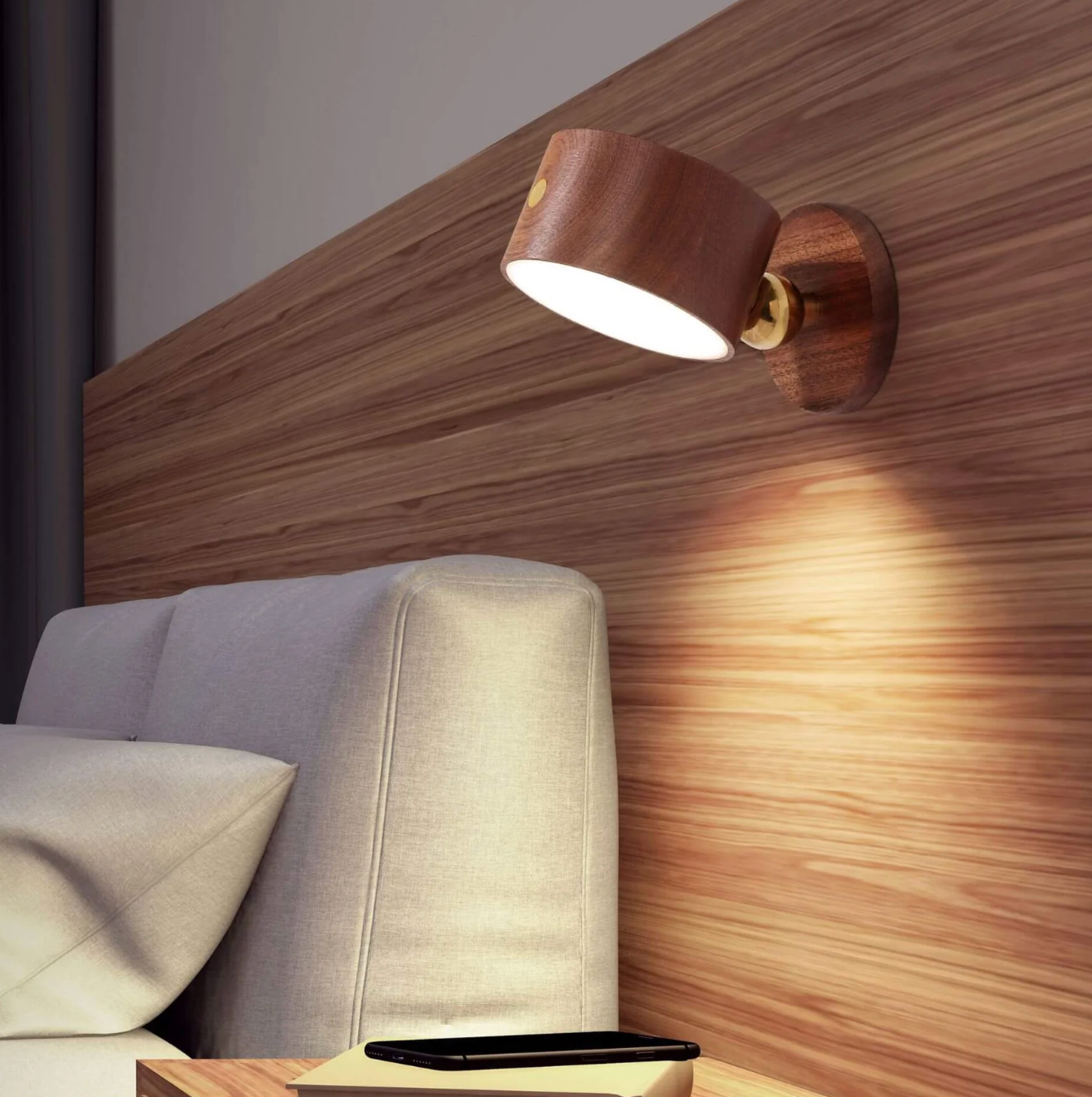 Wall Lamp Scandinavian Style with Rotatable Head and USB Charging