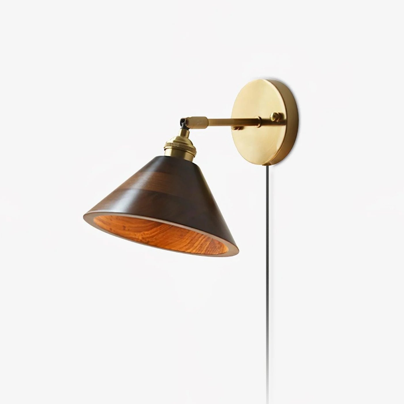 Wall Lamp Scandinavian Vintage with Pull Chain Switch and Wood Shade