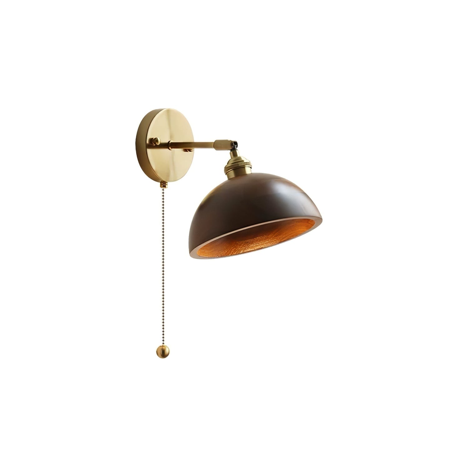 Wall Lamp Scandinavian Vintage with Pull Chain Switch and Wood Shade