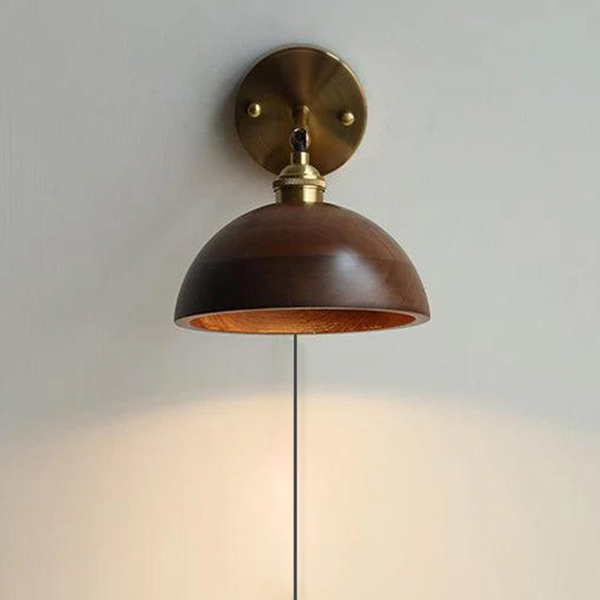 Wall Lamp Scandinavian Vintage with Pull Chain Switch and Wood Shade