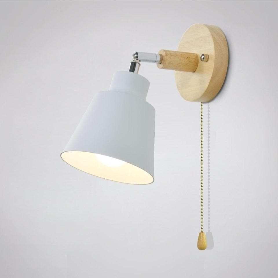 Wall Lamp Scandinavian with Adjustable Head and Pull Chain Switch