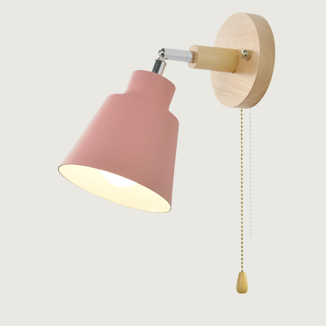 Wall Lamp Scandinavian with Adjustable Head and Pull Chain Switch