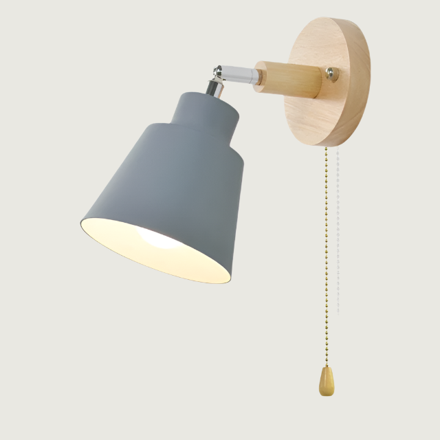 Wall Lamp Scandinavian with Adjustable Head and Pull Chain Switch