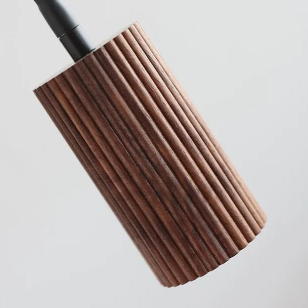 Wall Lamp Scandinavian with Flexible Arm and Ribbed Wood Cylinder Shade