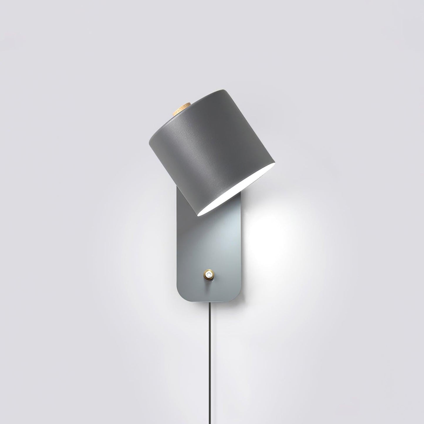 Wall Lamp Scandinavian with Rotatable Cylinder Shade and Plug-In Cord
