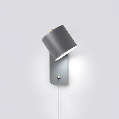 Wall Lamp Scandinavian with Rotatable Cylinder Shade and Plug-In Cord