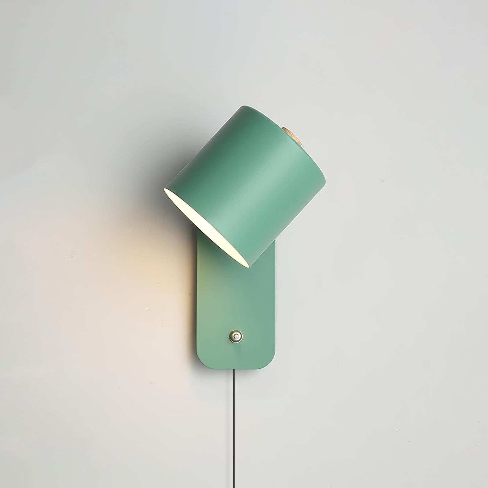 Wall Lamp Scandinavian with Rotatable Cylinder Shade and Plug-In Cord