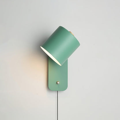 Wall Lamp Scandinavian with Rotatable Cylinder Shade and Plug-In Cord