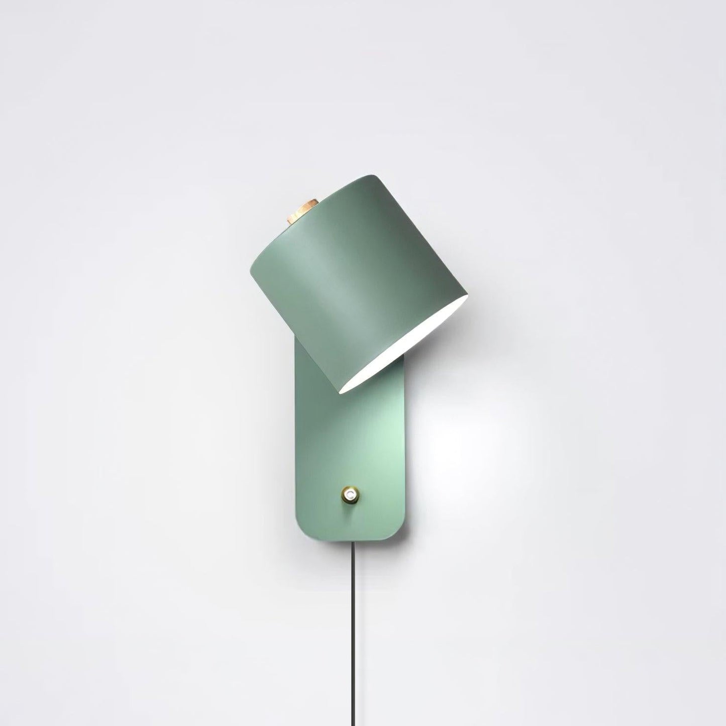 Wall Lamp Scandinavian with Rotatable Cylinder Shade and Plug-In Cord