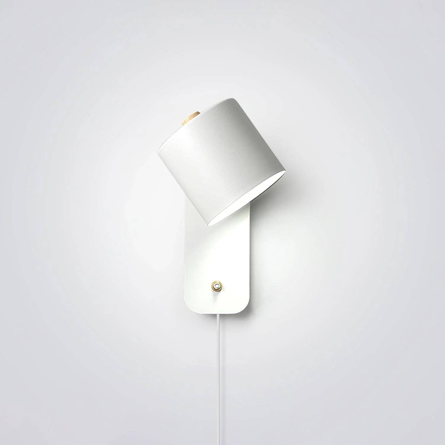Wall Lamp Scandinavian with Rotatable Cylinder Shade and Plug-In Cord