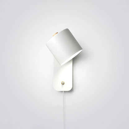 Wall Lamp Scandinavian with Rotatable Cylinder Shade and Plug-In Cord