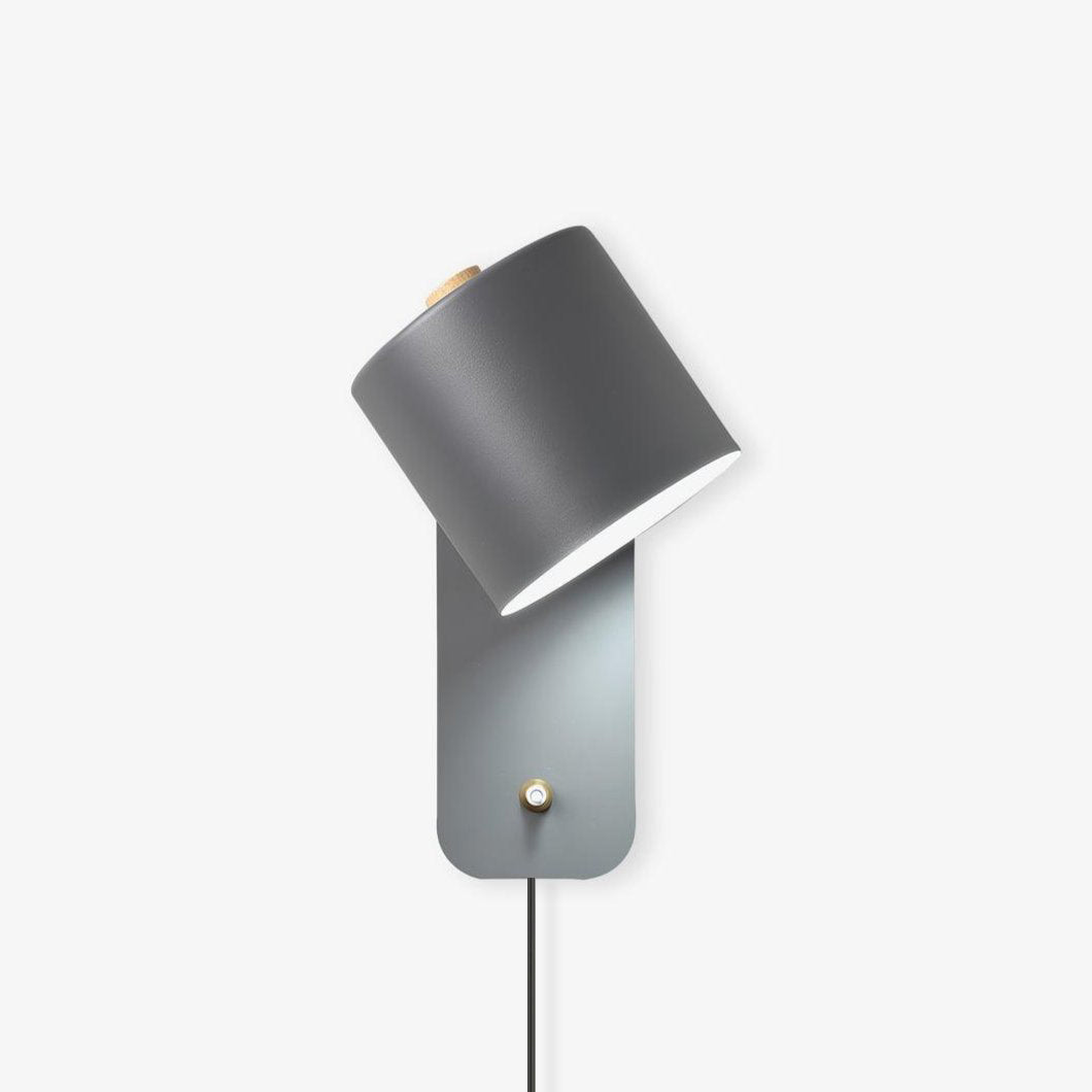 Wall Lamp Scandinavian with Rotatable Cylinder Shade and Plug-In Cord