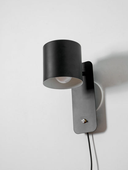 Wall Lamp Scandinavian with Rotatable Cylinder Shade and Plug-In Cord