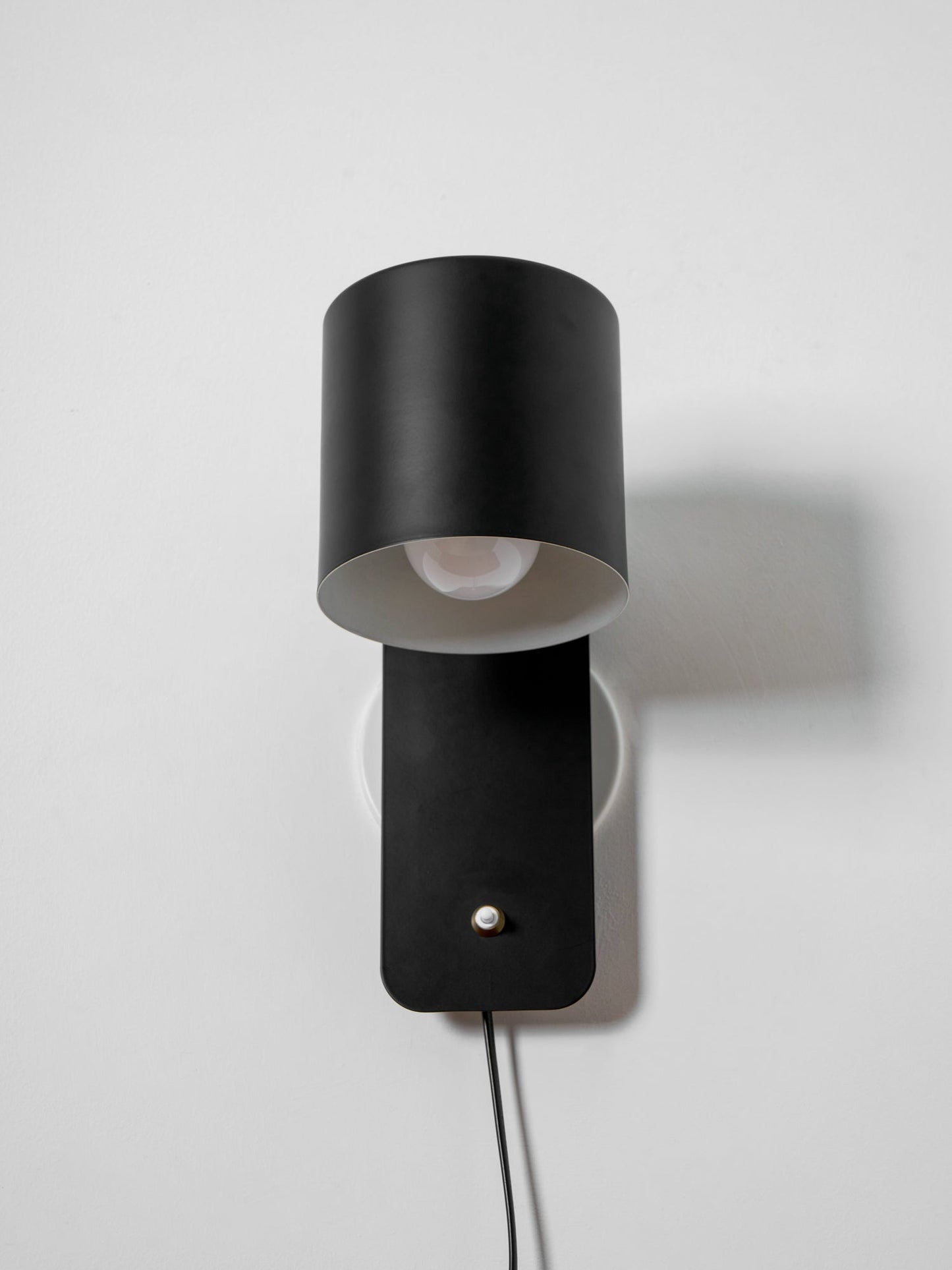 Wall Lamp Scandinavian with Rotatable Cylinder Shade and Plug-In Cord