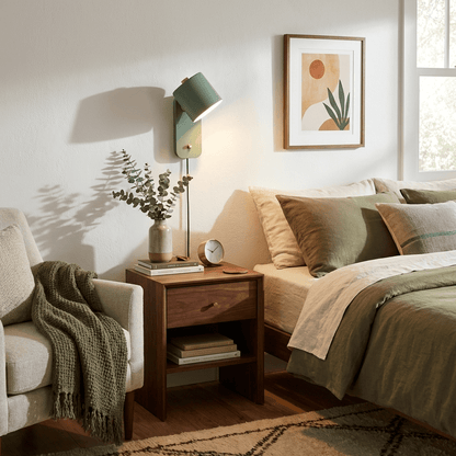 Wall Lamp Scandinavian with Rotatable Cylinder Shade and Plug-In Cord