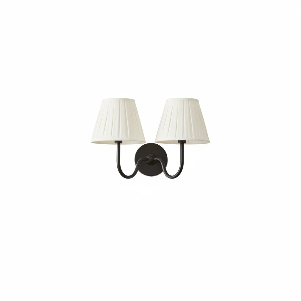 Wall Lamp Traditional with Double Fabric Shade and Curved Arms