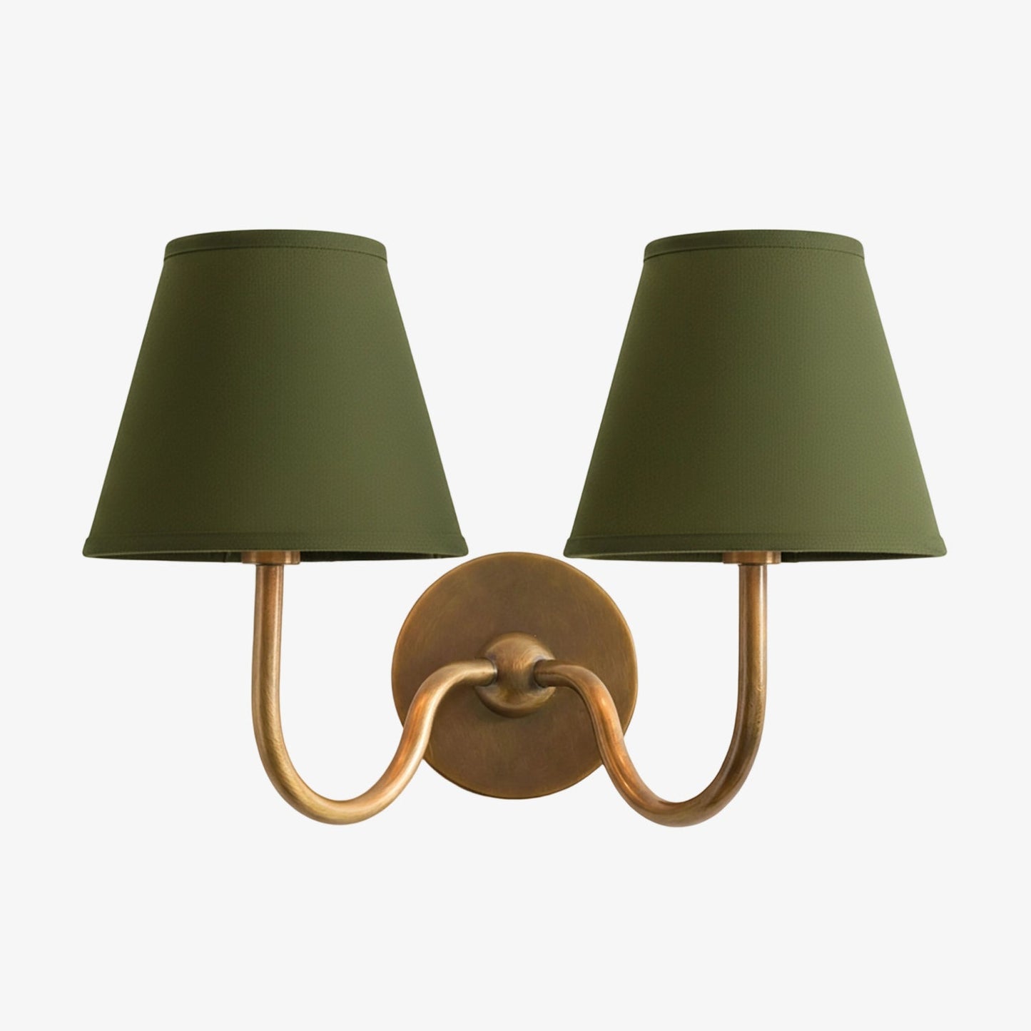 Wall Lamp Traditional with Double Fabric Shade and Curved Arms